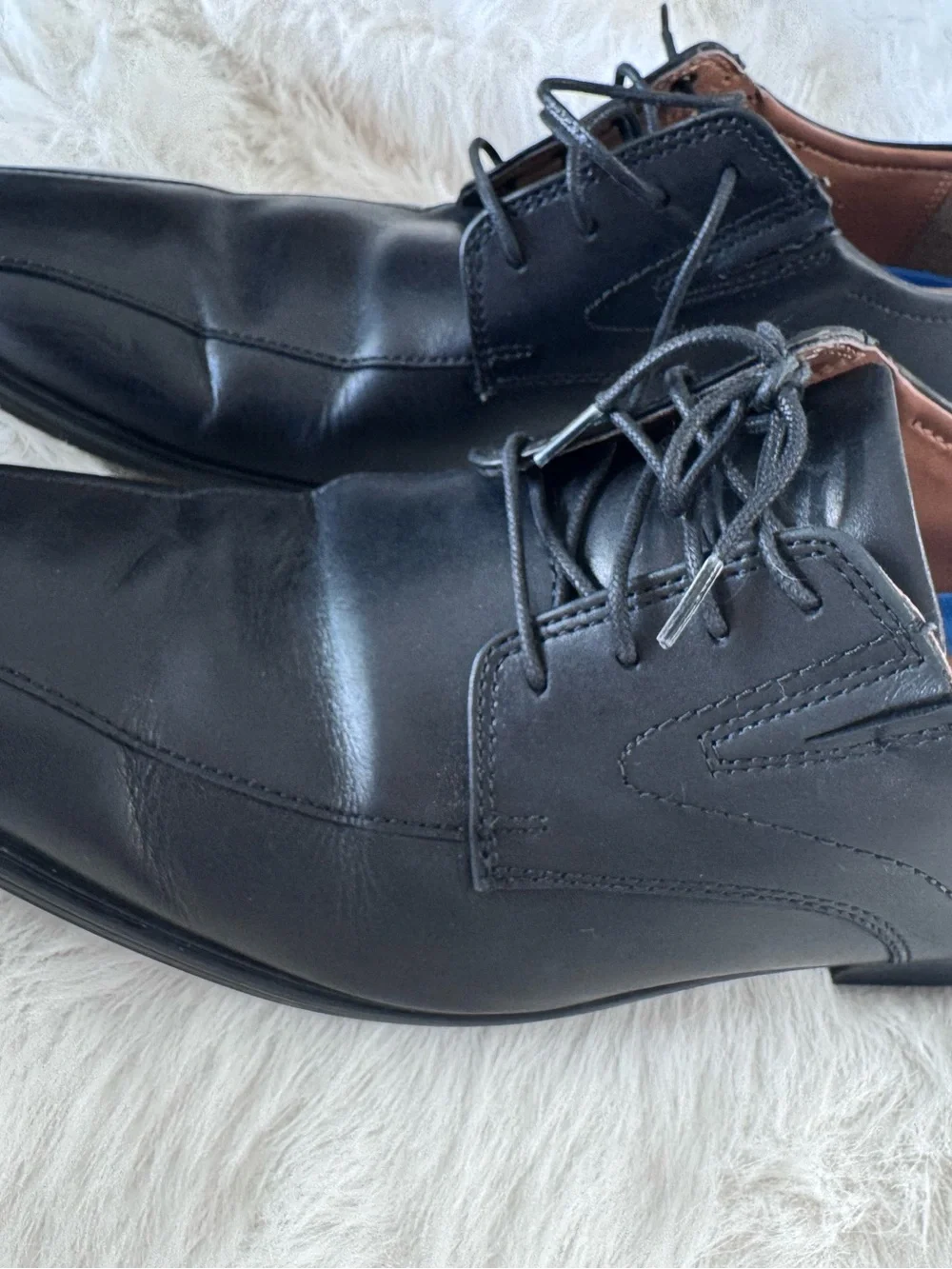 Clarks Black Leather Lace-Up Oxford Dress Shoes